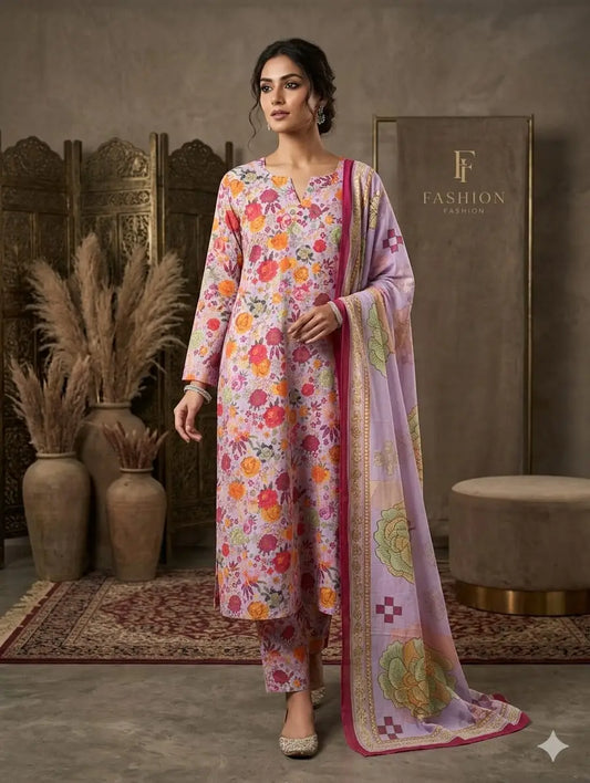 Pink Printed Lawn 3 Piece Bayashma