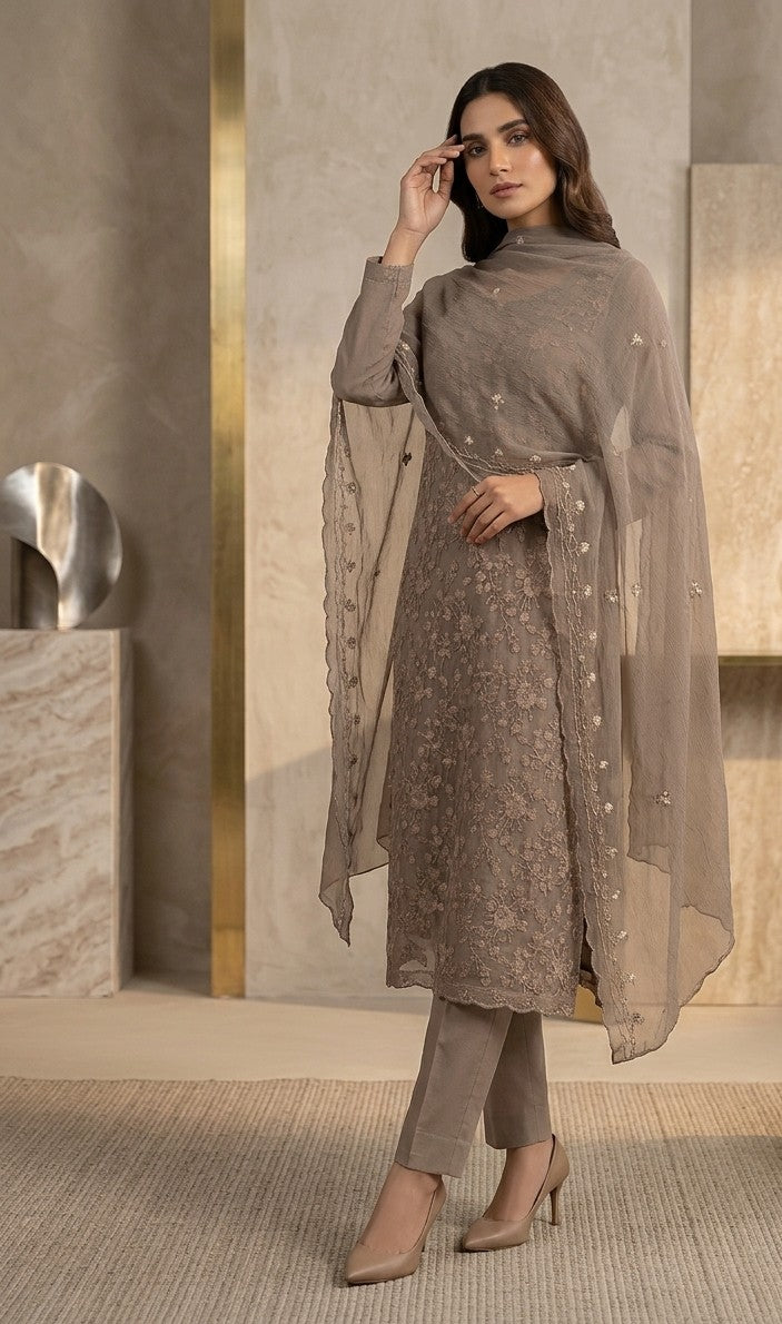 Elegance Embroidered Chiffon 3-Piece Suite