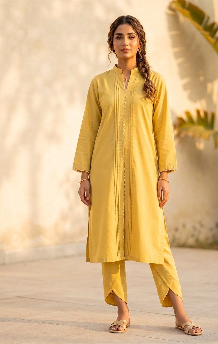 Elegant Golden Mustard 2-Piece Bayashma 
