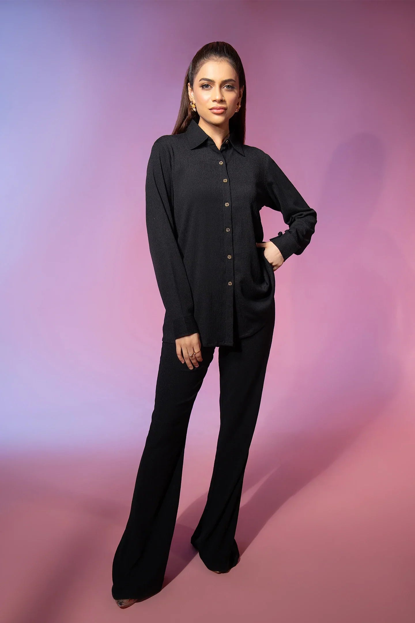 Black Ribbed Jersey 2 Piece