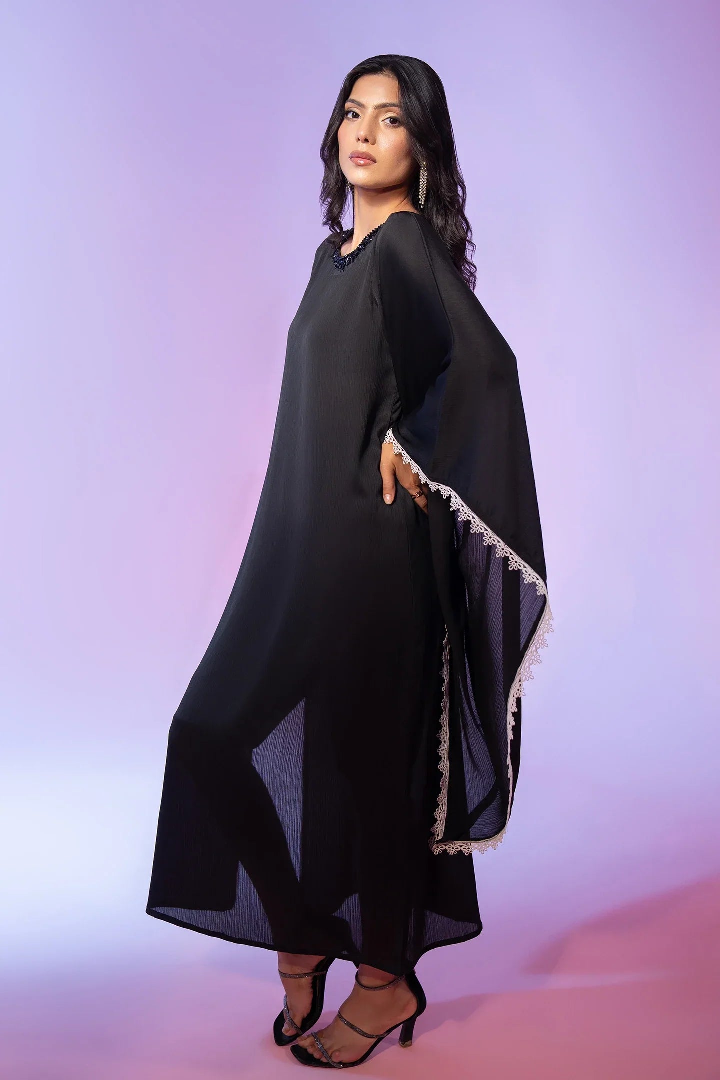 Black Chiffon Long Shirt