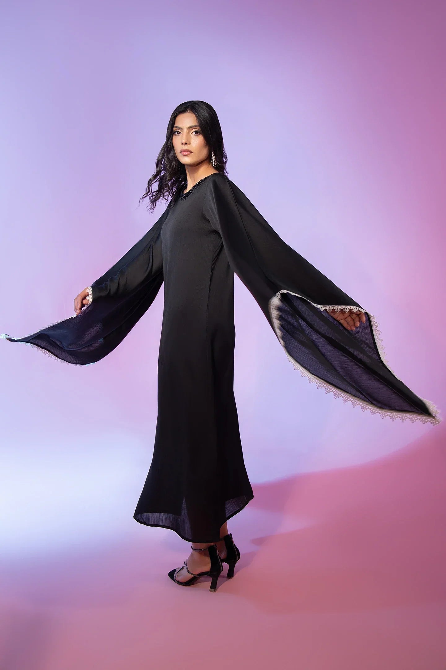 Black Chiffon Long Shirt
