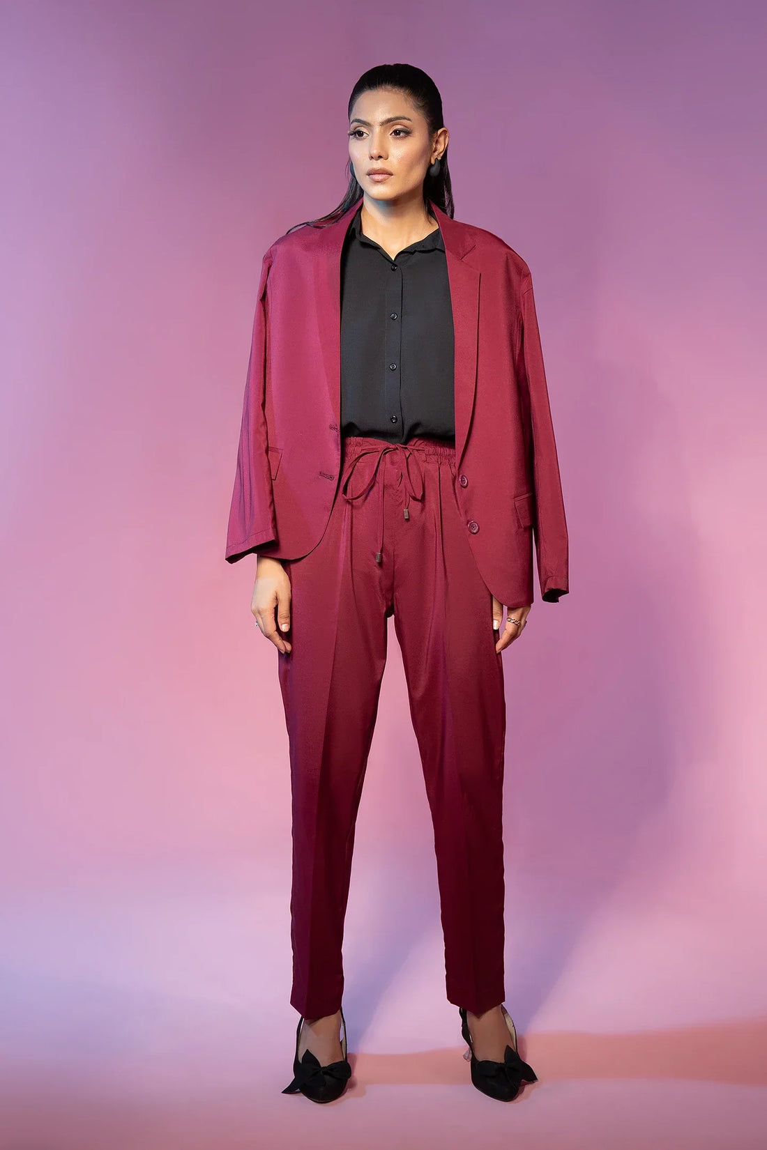 Maroon Tropical 2 Piece