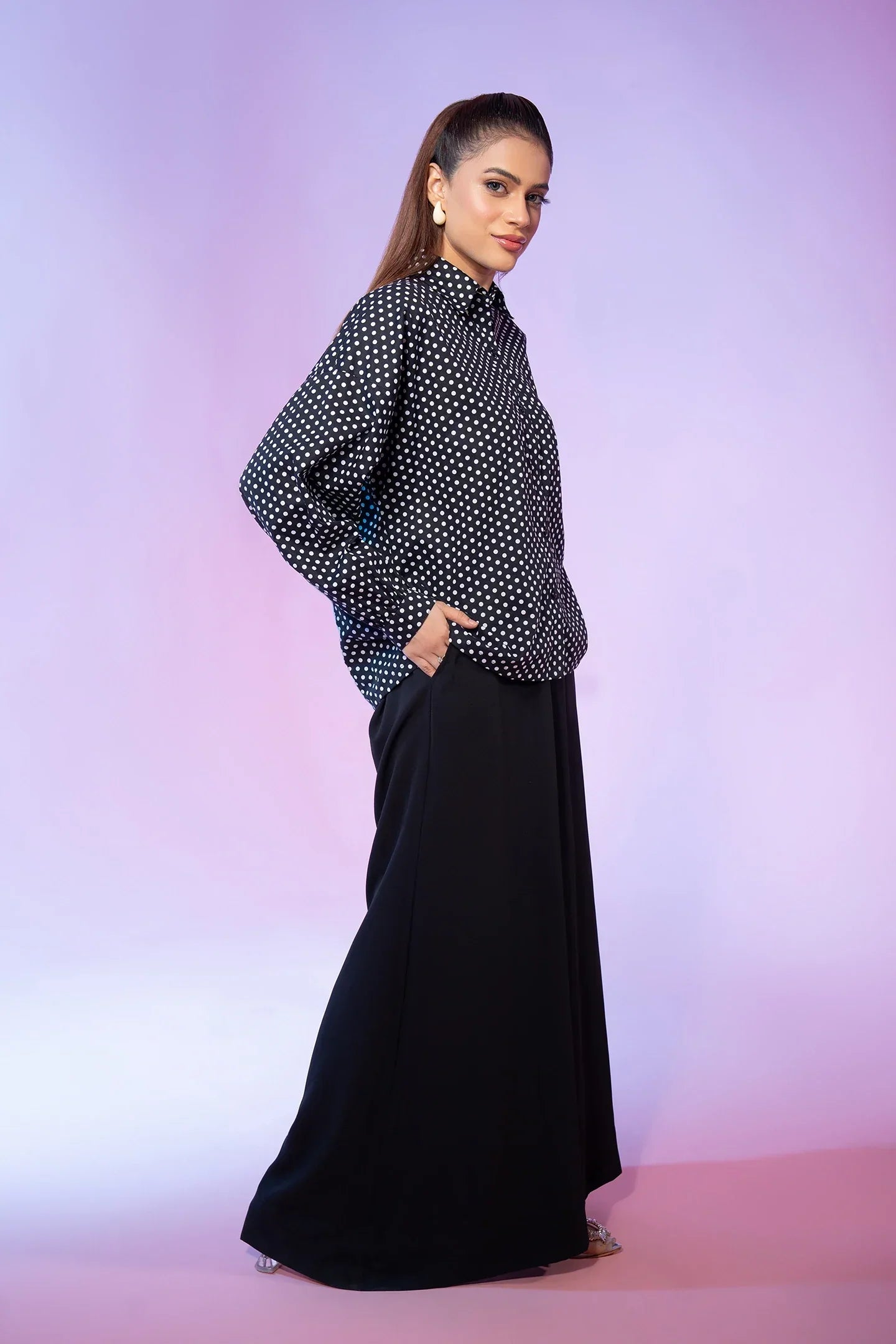 Black Printed Cotton Top