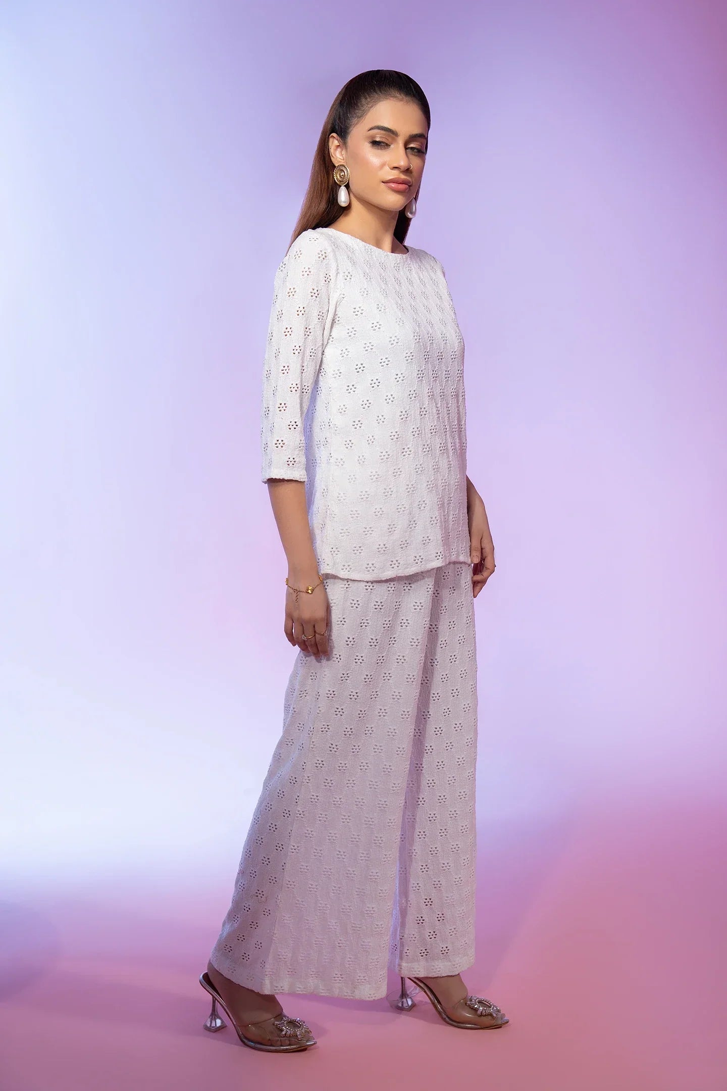 White ChikanKari 2 Piece