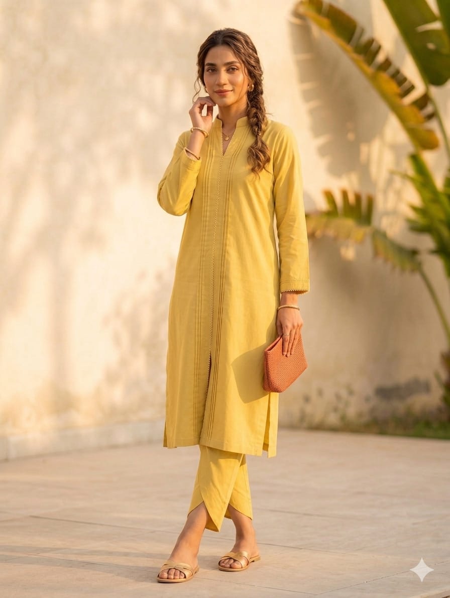 Elegant Golden Mustard 2-Piece Bayashma 