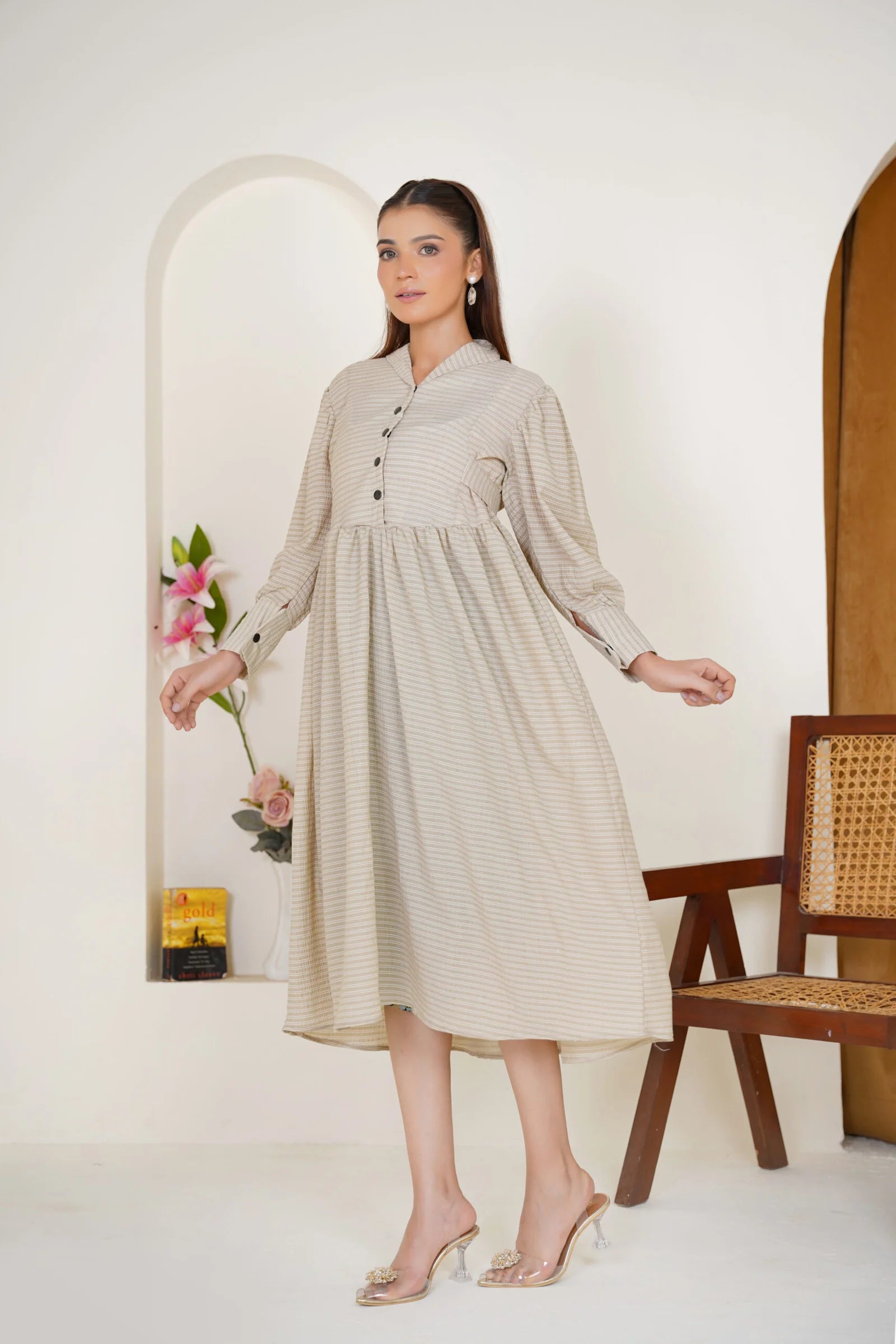 Brown Striped Frock