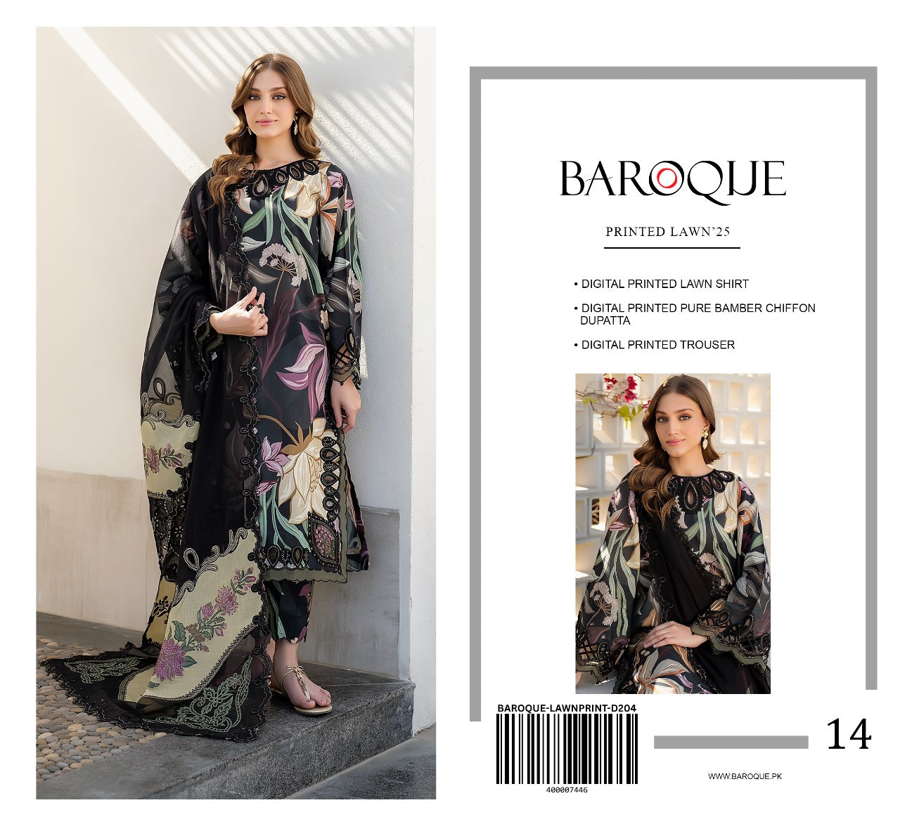 Baroque Digital Printed Lawn 3PC