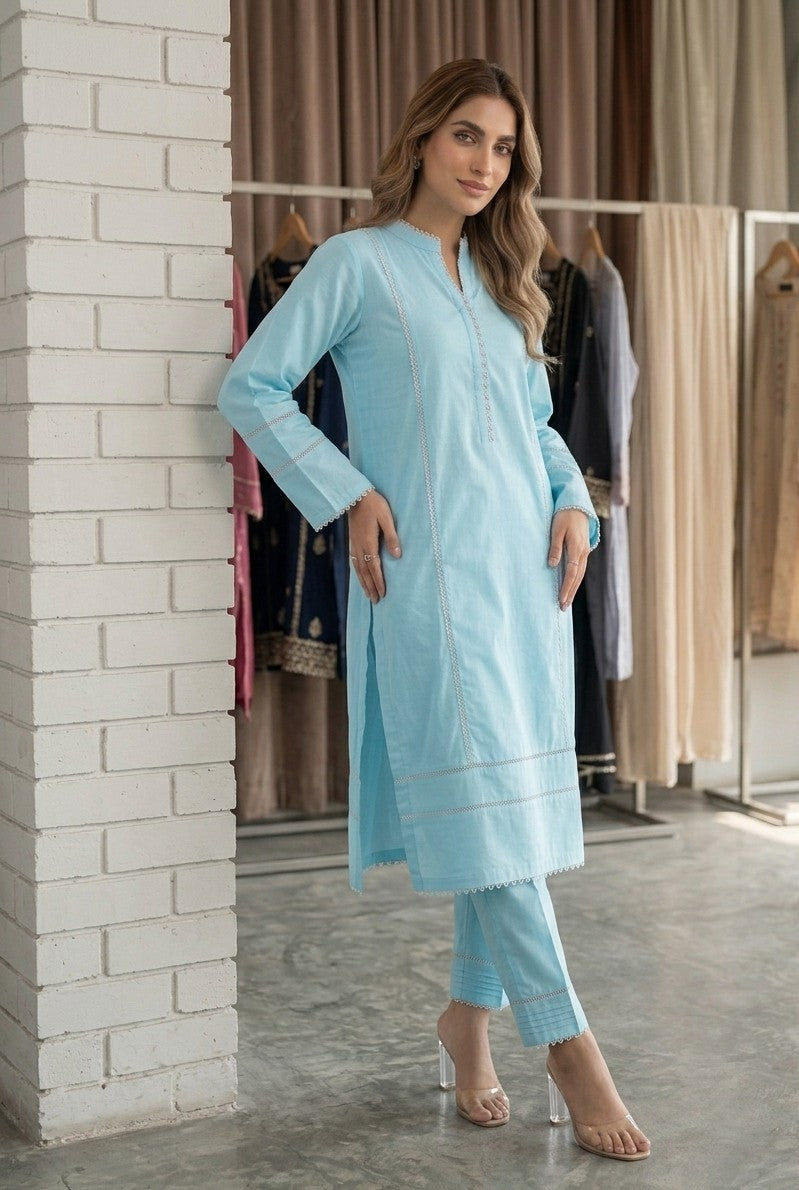 Serene Aqua Lace-Trimmed Co-ord Set