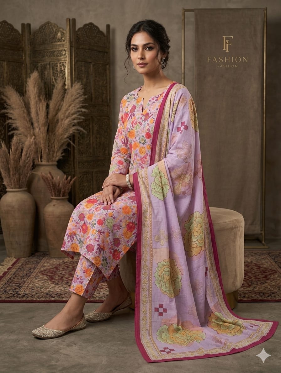 Pink Printed Lawn 3 Piece