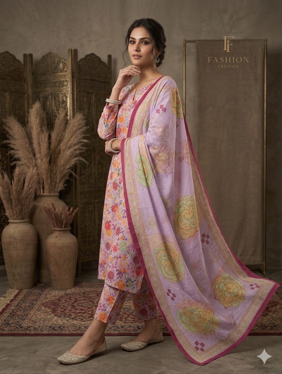 Pink Printed Lawn 3 Piece