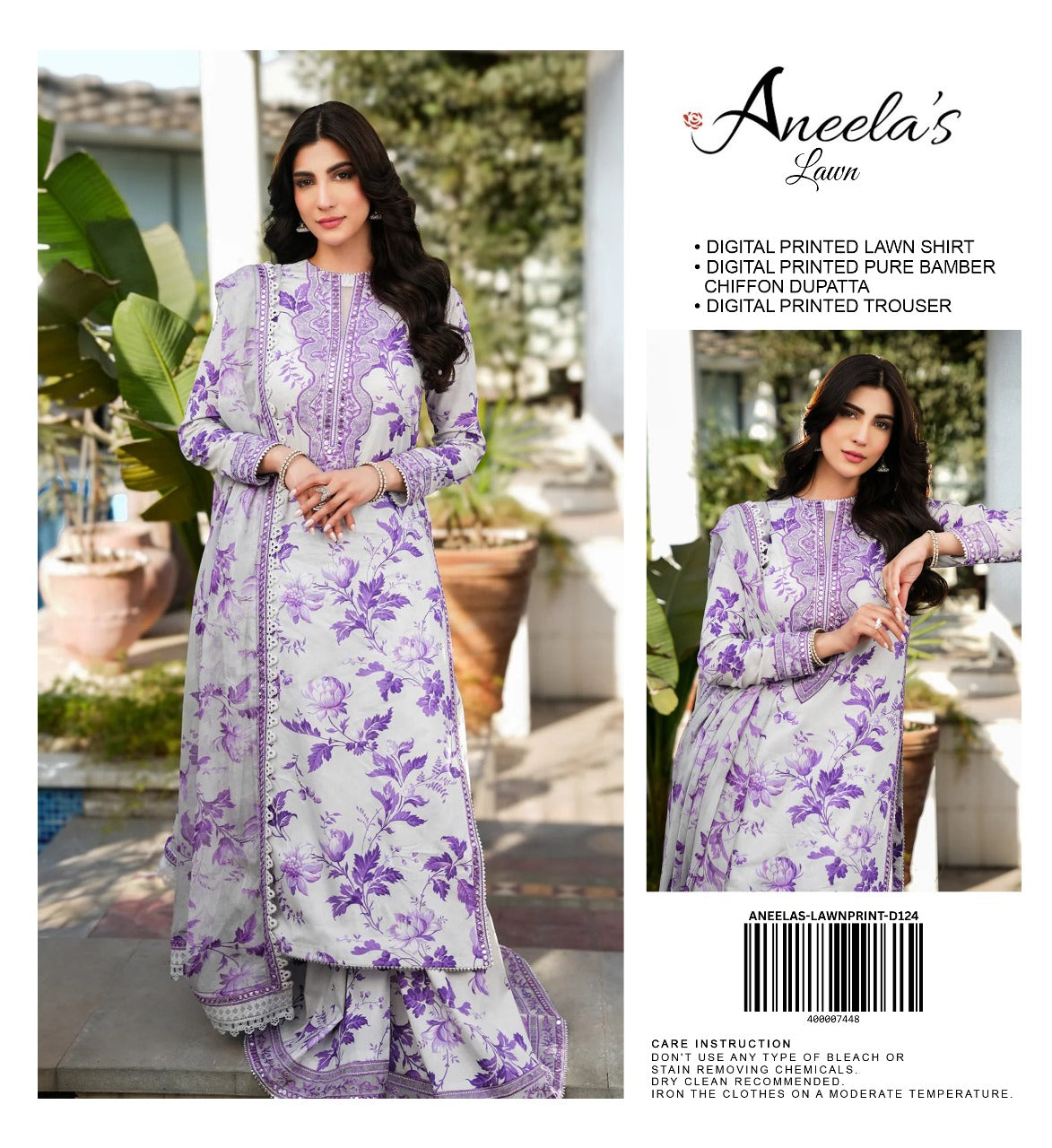 Aneelas Digital Printed Lawn 3PC