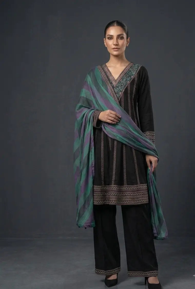 Black embraied 3pc Bayashma 