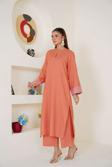 Peach Lawn 2 Piece