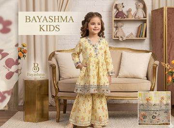 Yellow Floral Laced Gharara Set Kids