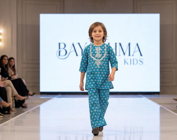 Teal Medallion Kurta Set Kids