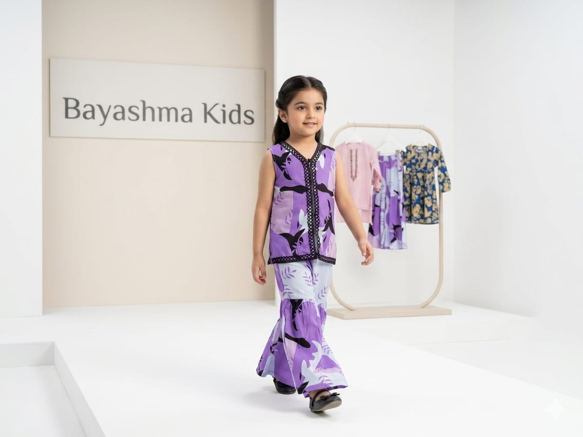 Lavender Gharara Set Kids Bayashma 