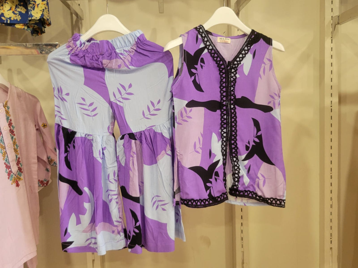 Lavender Gharara Set Kids Bayashma 