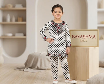 Monochrome Polka & Crimson Embroidered Set Kids