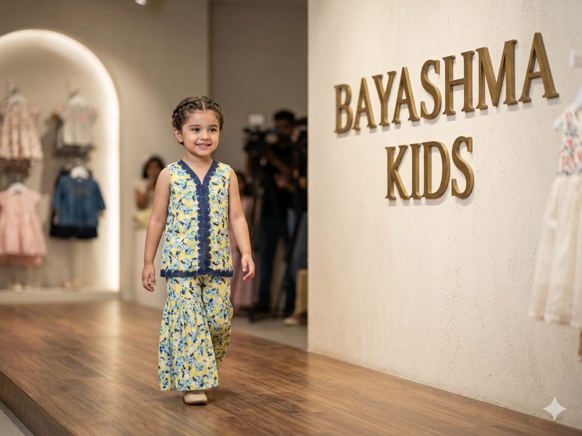 Yellow Floral Gharara Set Kids
