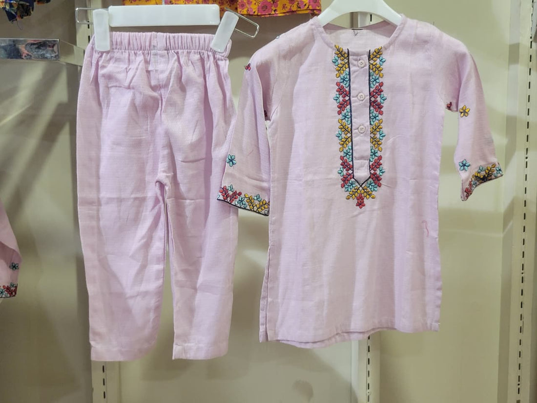Lilac Embroidered Set Kids
