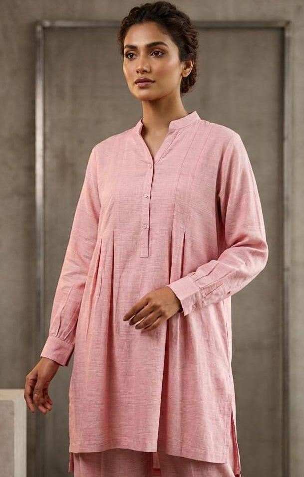 Dusty Rose Pintuck Co-ord Set Bayashma 