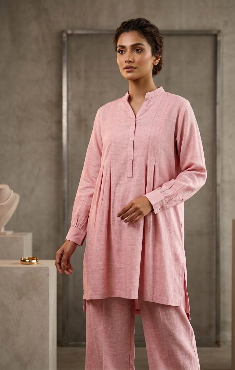 Dusty Rose Pintuck Co-ord Set