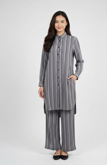 Gray Striped Co-Ord Set