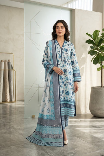 2 Piece Light Blue Shirt with Printed Dupatta