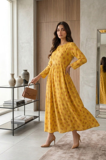 Yellow Floral Long frock