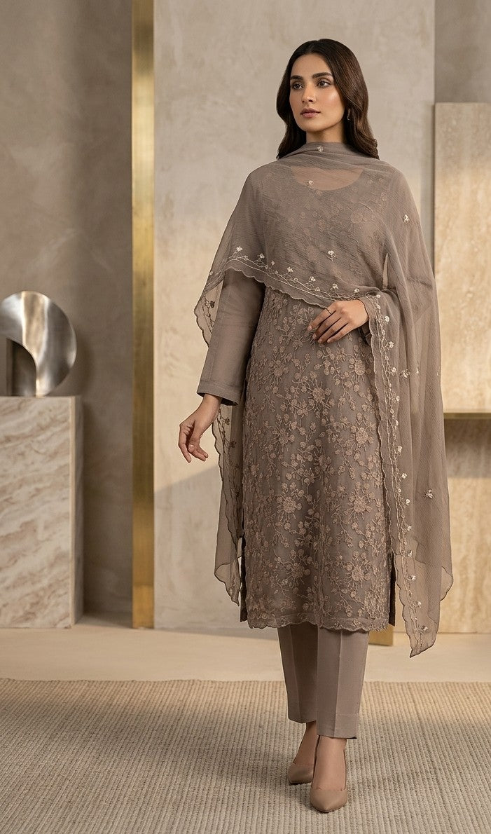 Elegance Embroidered Chiffon 3-Piece Suite