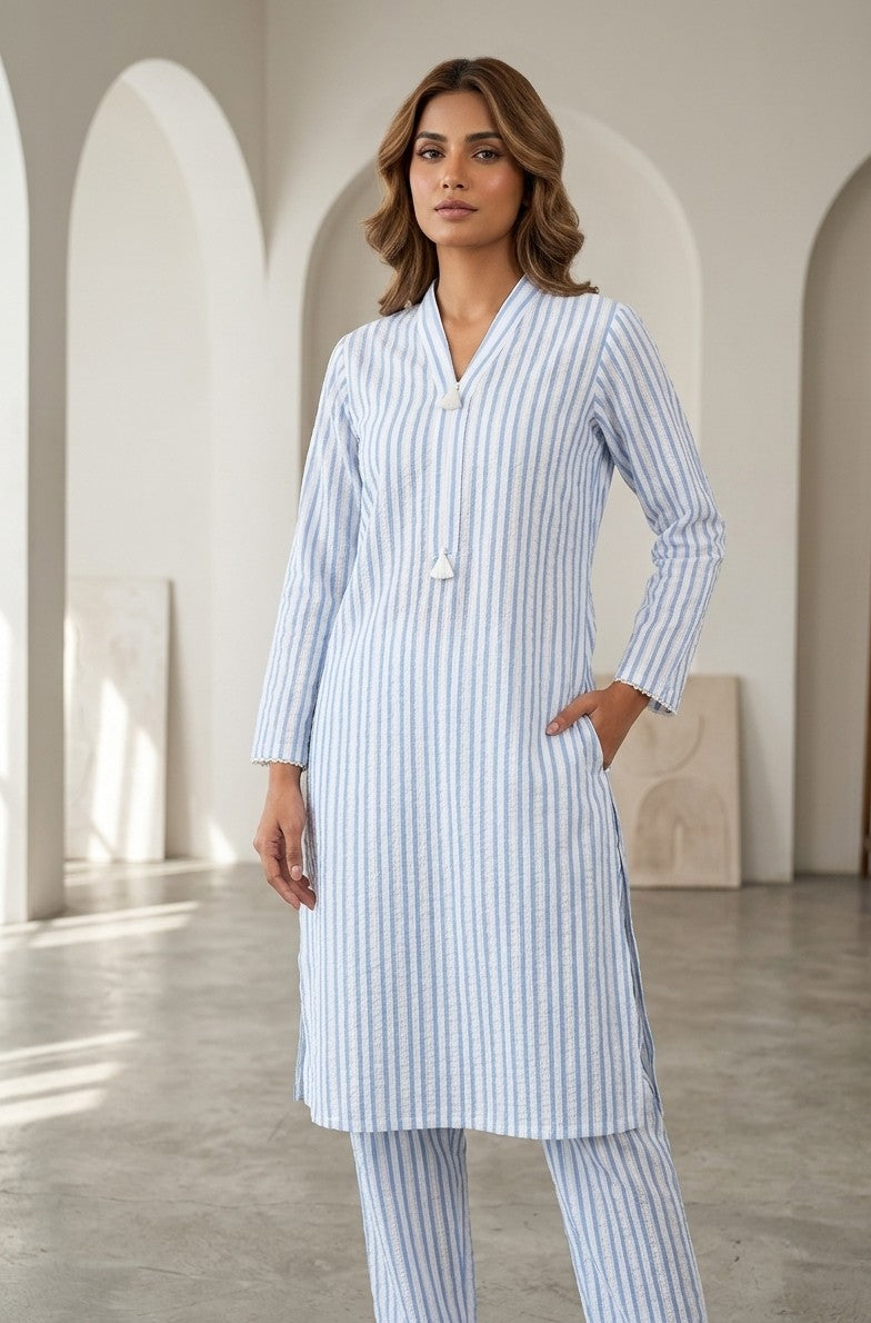 Azure Stripe Co-ord Set