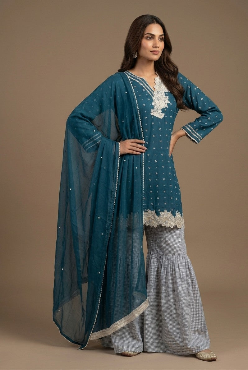 Mint Green Floral Lawn 3 Piece Bayashma 