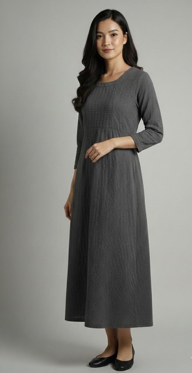 Gray Long Solid Frock