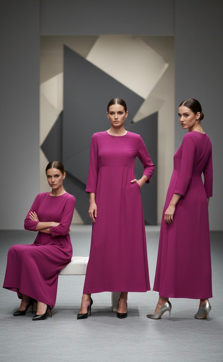 Purple Long Solid Frock