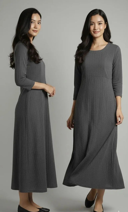 Gray Long Solid Frock Bayashma
