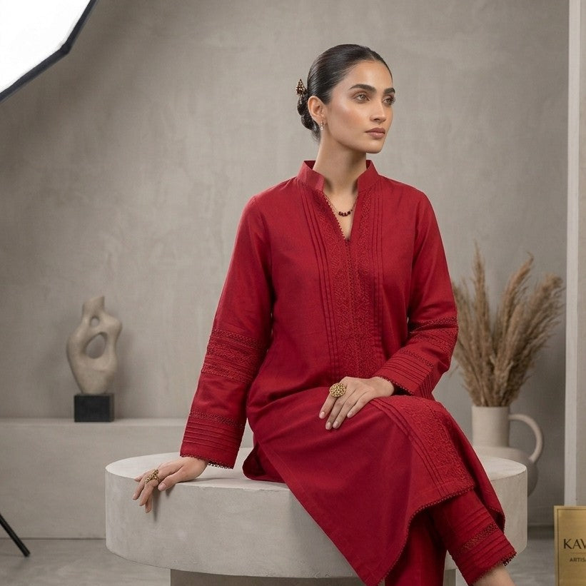 Elegant Ruby Red 2-Piece Suit Bayashma 