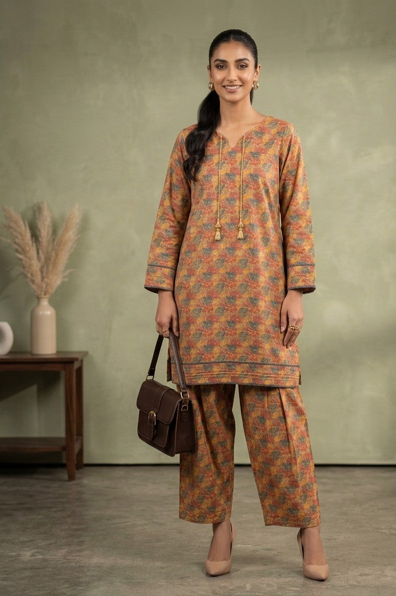Amber Leaf Printed Shirt With Farshi Shalwar