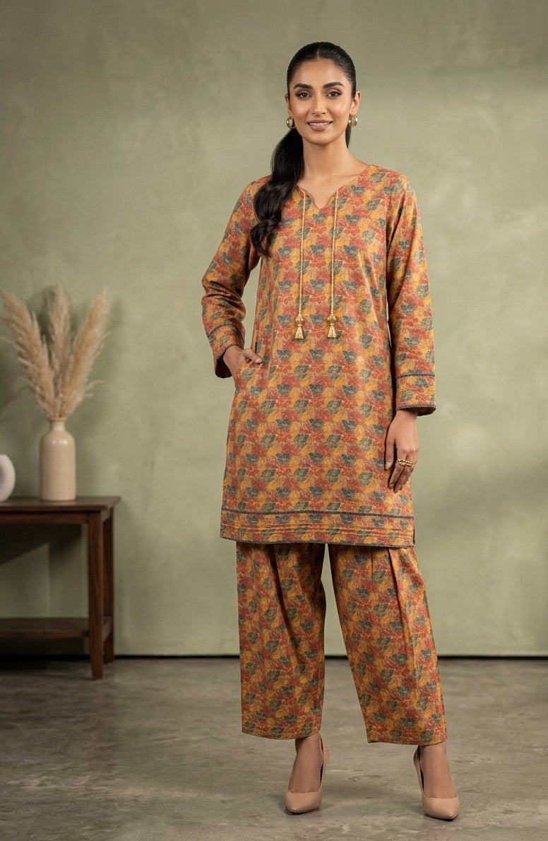 Amber Leaf Printed Shirt With Farshi Shalwar