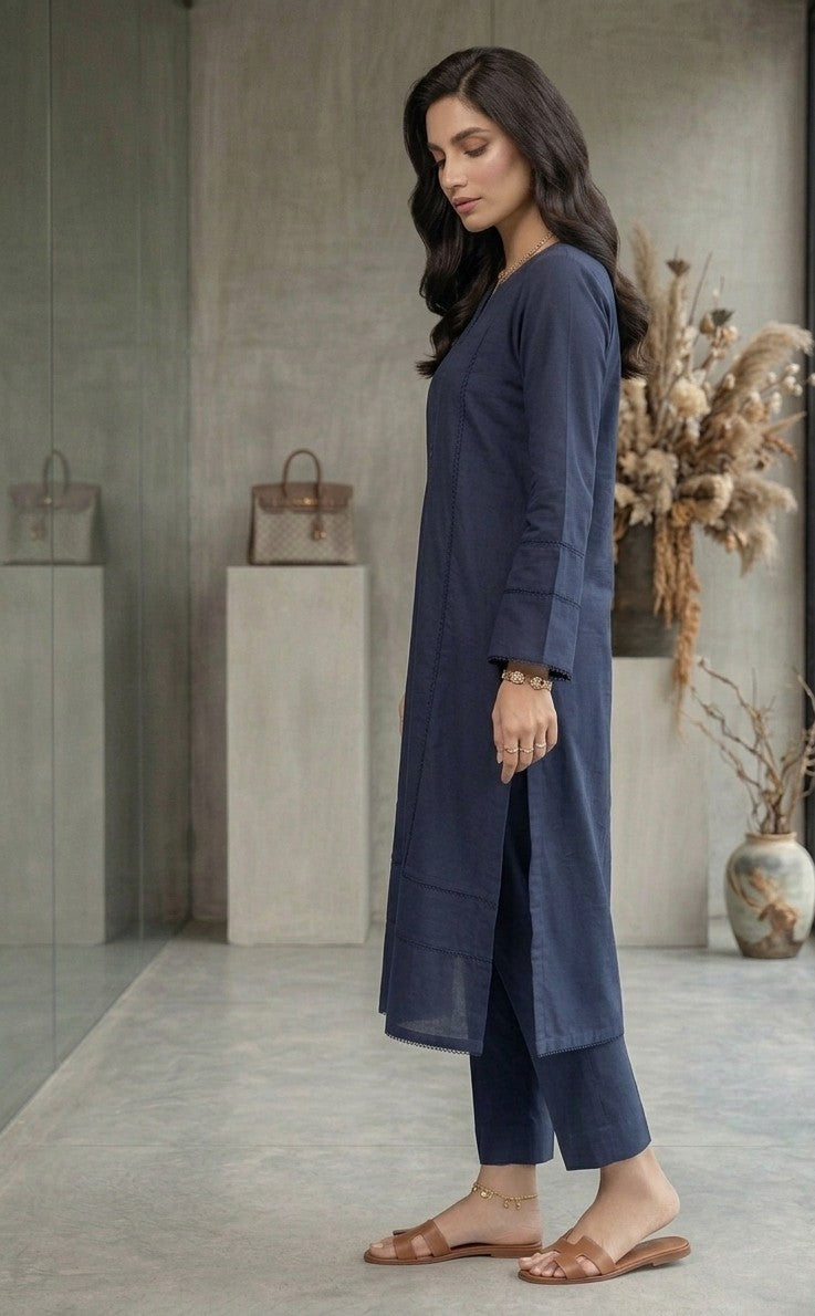 Midnight Indigo Ladder-Lace Co-ord Set