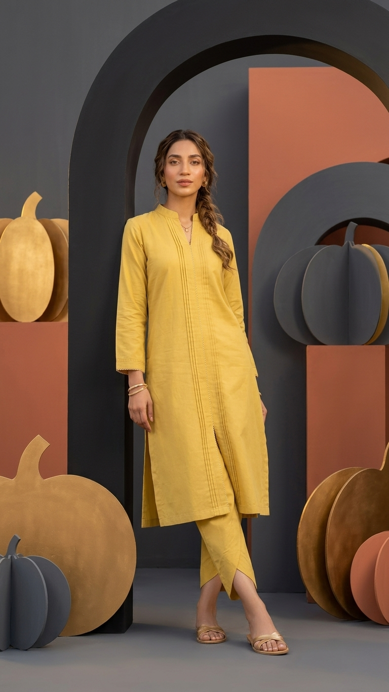 Elegant Golden Mustard 2-Piece Bayashma 