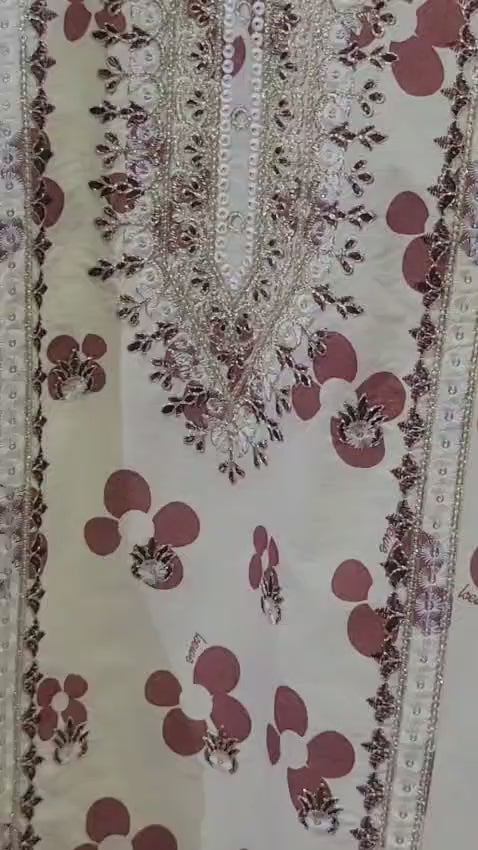 Cream Rose Floral Kurta Set Kids