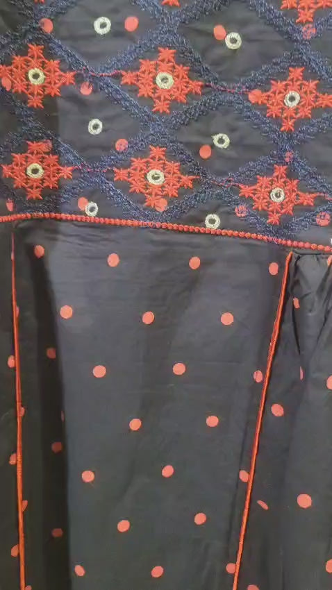 Navy Embroidered Tunic Set Kids