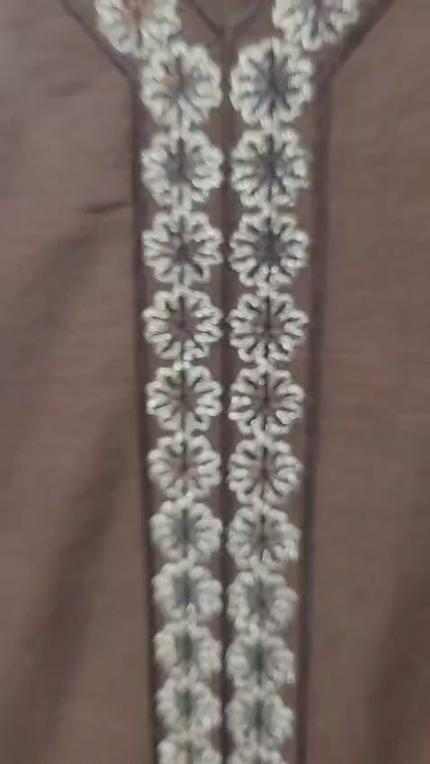 Mauve Floral Embroidered Kurta Set Kids